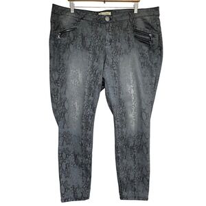 Democracy Womens Snake Print Freedom Jeggings Zipper Detail Plus Size 20 Stretch